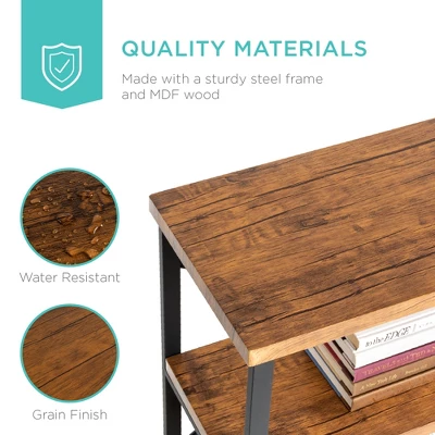 Best Choice Products 55in Rustic 3-Tier Console Table For Living Room, Entry W/ Non-Scratch Feet - Image 5