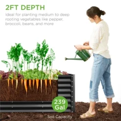 Best Choice Products 8x2x2ft Outdoor Metal Raised Garden Bed, Planter Box For Vegetables, Flowers, Herbs - Wood Grain