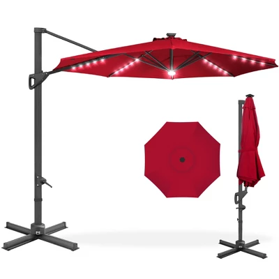 Best Choice Products 10ft 360-Degree Solar LED Cantilever Patio Umbrella, Outdoor Hanging Shade W/ Lights - Image 9