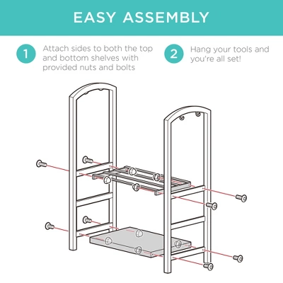 Best Choice Products 5-Piece Firewood Log Rack Holder Tools Set For Fireplace W/ Hook, Broom, Shovel, Tongs - Image 4