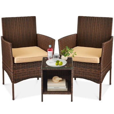 Best Choice Products 3-Piece Outdoor Wicker Conversation Bistro Set, Patio Chat Furniture W/ 2 Chairs, Table - Image 11
