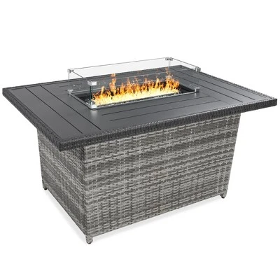 Best Choice Products 52in Wicker Propane Gas Fire Pit Table 50,000 BTU W/ Glass Wind Guard, Tank Holder, Cover - Image 6