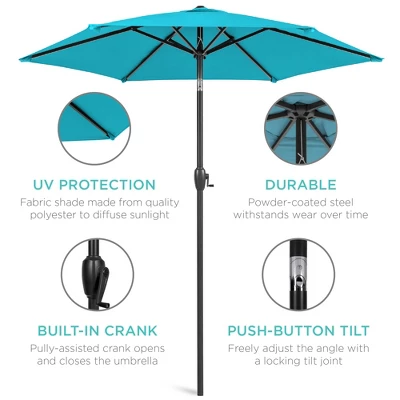 Best Choice Products 7.5ft Heavy-Duty Outdoor Market Patio Umbrella W/ Push Button Tilt, Easy Crank Lift - Image 4