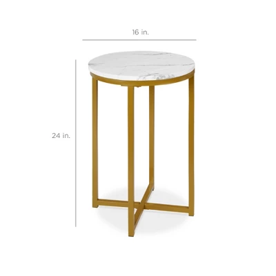 Best Choice Products 16in Faux Marble Modern Round Living Room Accent Side Table W/ Metal Frame - Image 6
