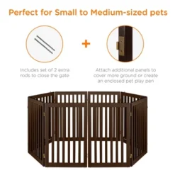 Best Choice Products 31.5in 4-Panel Freestanding Wooden Pet Gate W/ Walk Through Door, Adjustable Pen