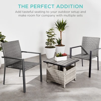 Best Choice Products Set Of 2 Stackable Wicker Chairs W/ Armrests, Steel Conversation Accent Furniture For Patio - Image 4